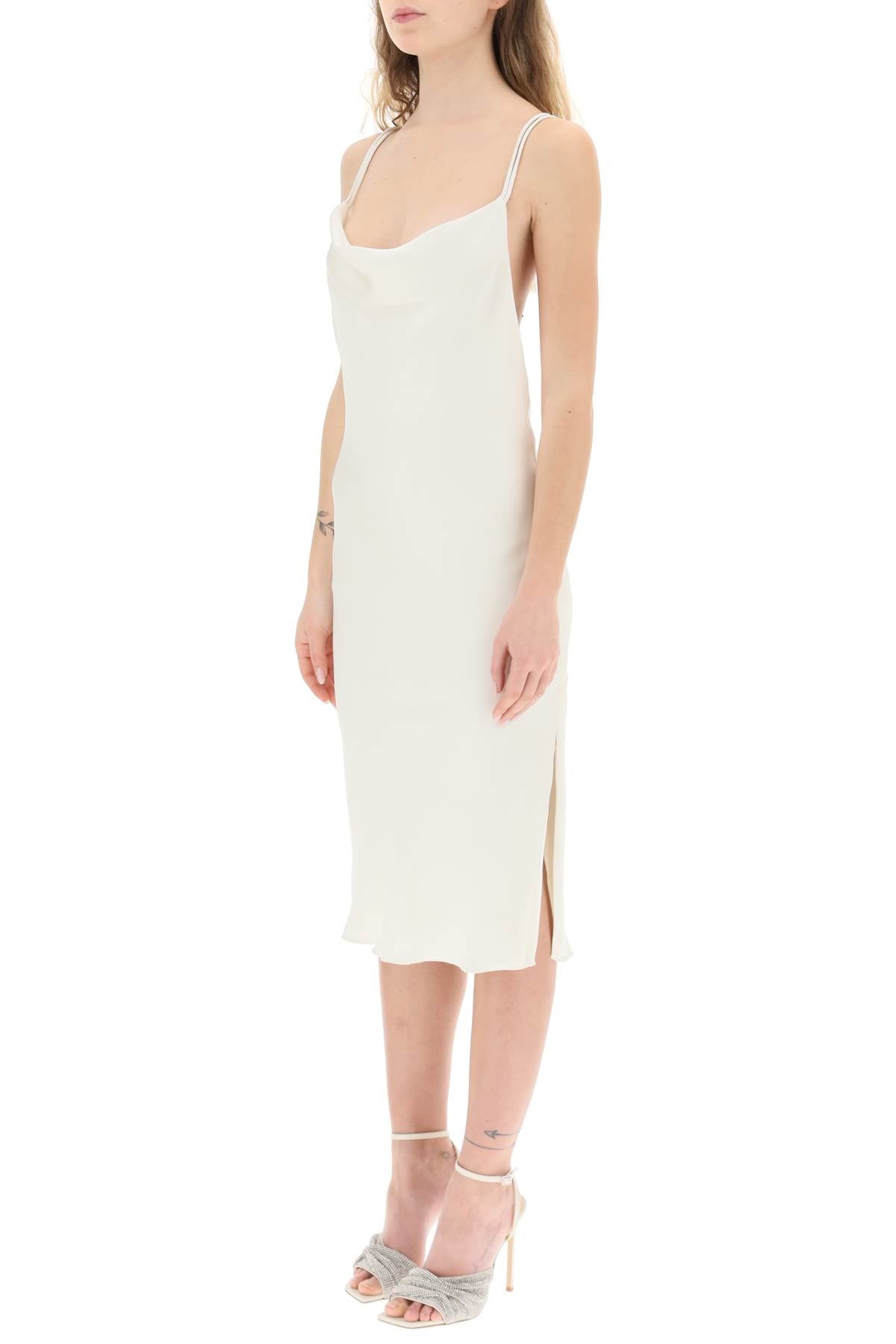 Rotate Responsible Satin Midi Dress   White