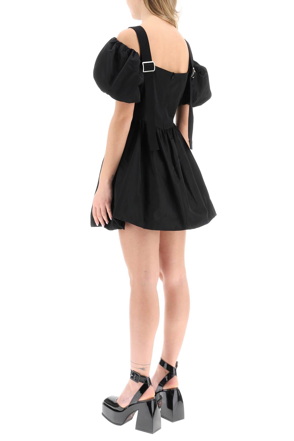 Simone Rocha Off The Shoulder Taffeta Mini Dress With Slider Straps   Black