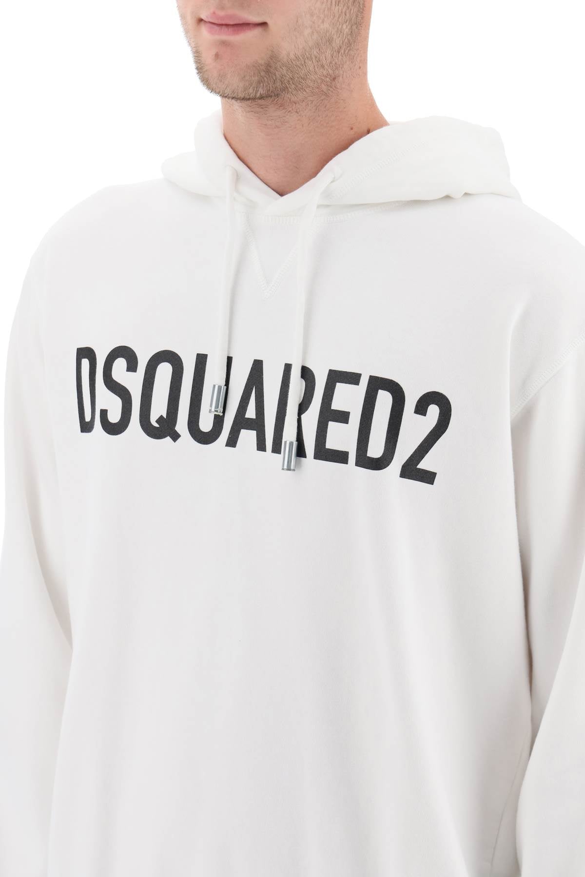 Dsquared2 Logo Print Hoodie   White