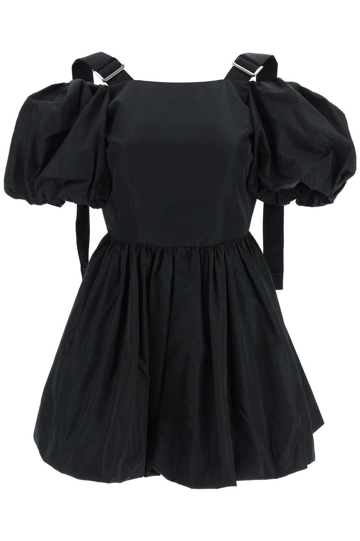 Simone Rocha Off The Shoulder Taffeta Mini Dress With Slider Straps   Black