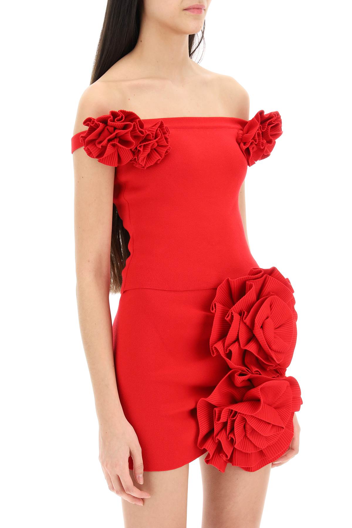 Magda Butrym Fitted Top With Roses   Red