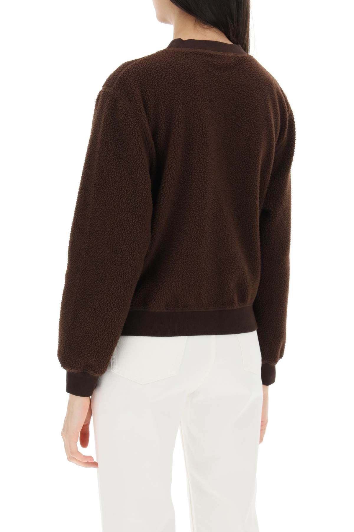 Sporty Rich Sherpa Fleece Crew Neck Sweatshirt   Brown