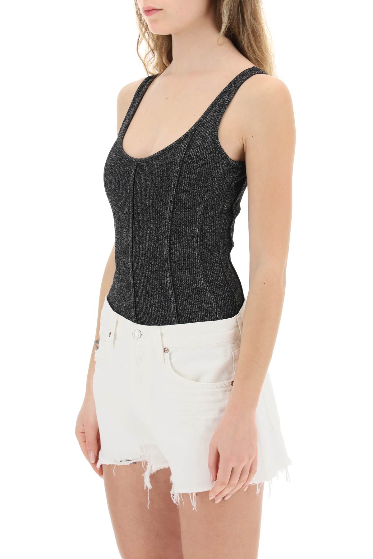 Agolde 'Elna' Rib Knit Tank Bodysuit   Grey