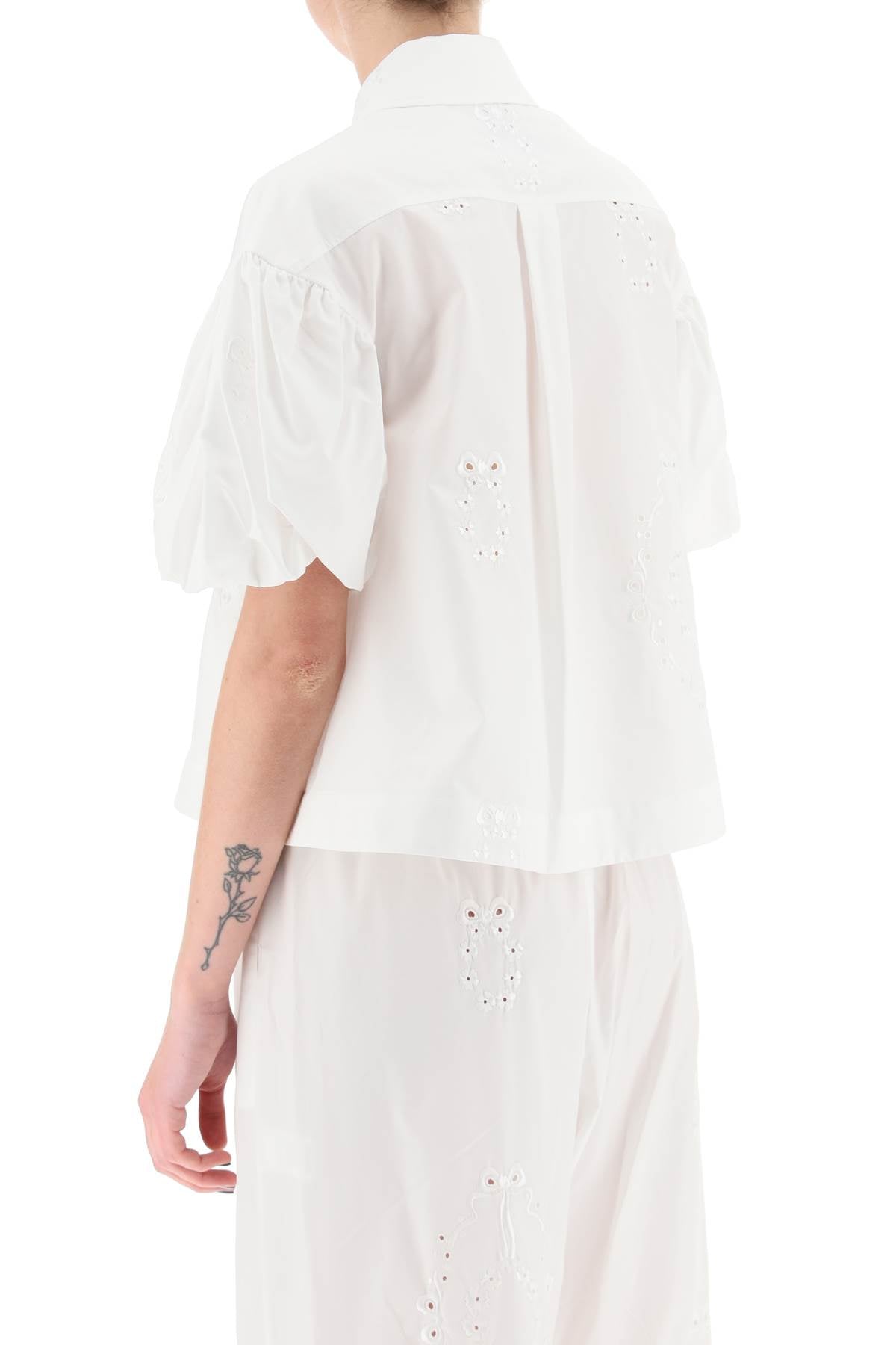 Simone Rocha Embroidered Cropped Shirt   White