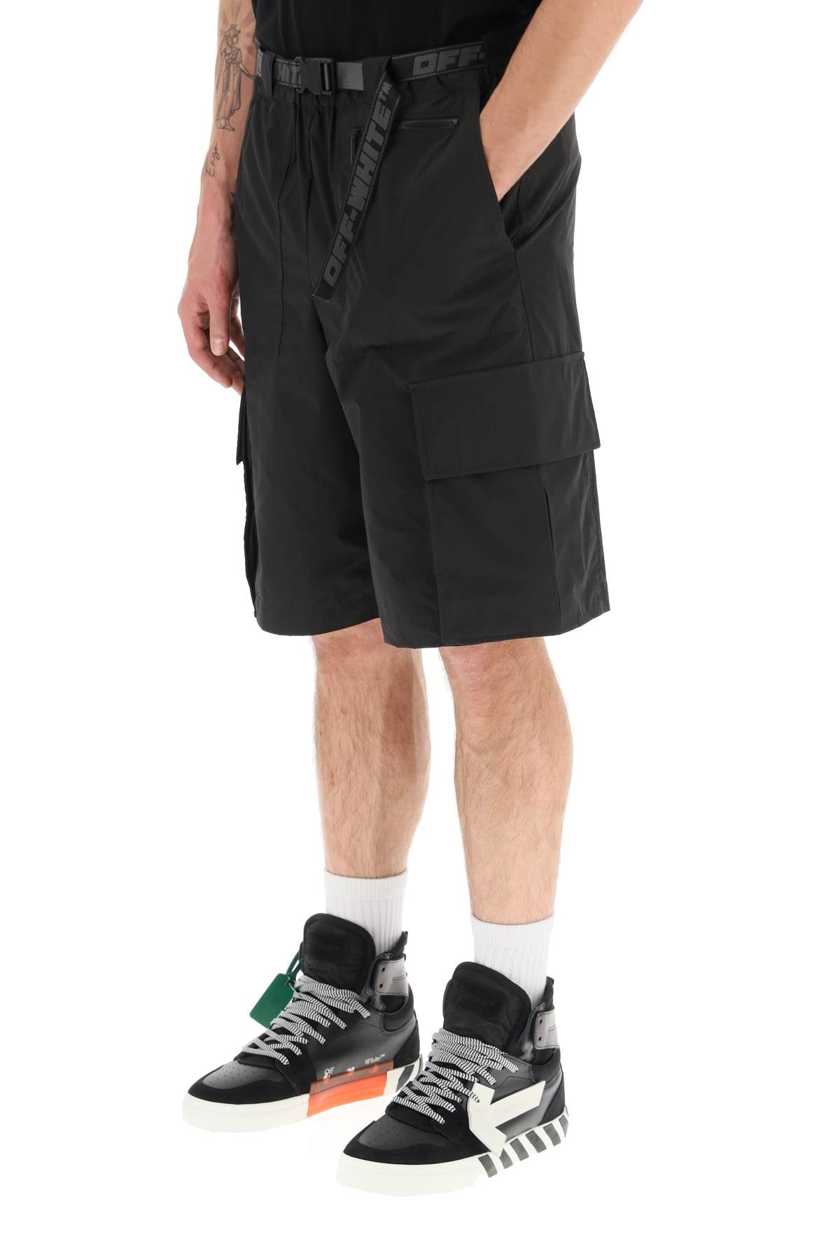 Off White Industrial Cargo Shorts   Black