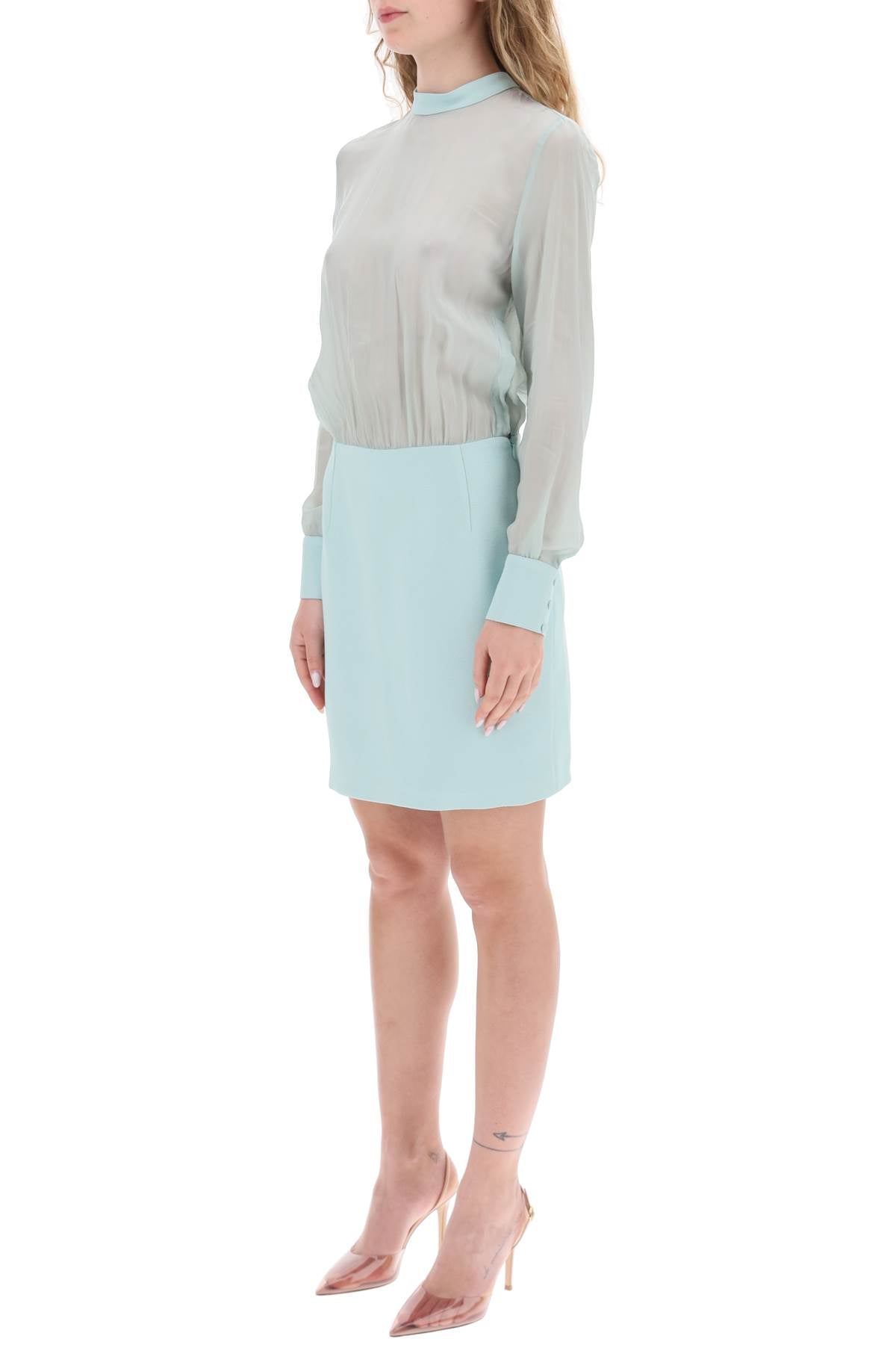 Mvp Wardrobe 'Plaza' Long Sleeved Dress   Light Blue