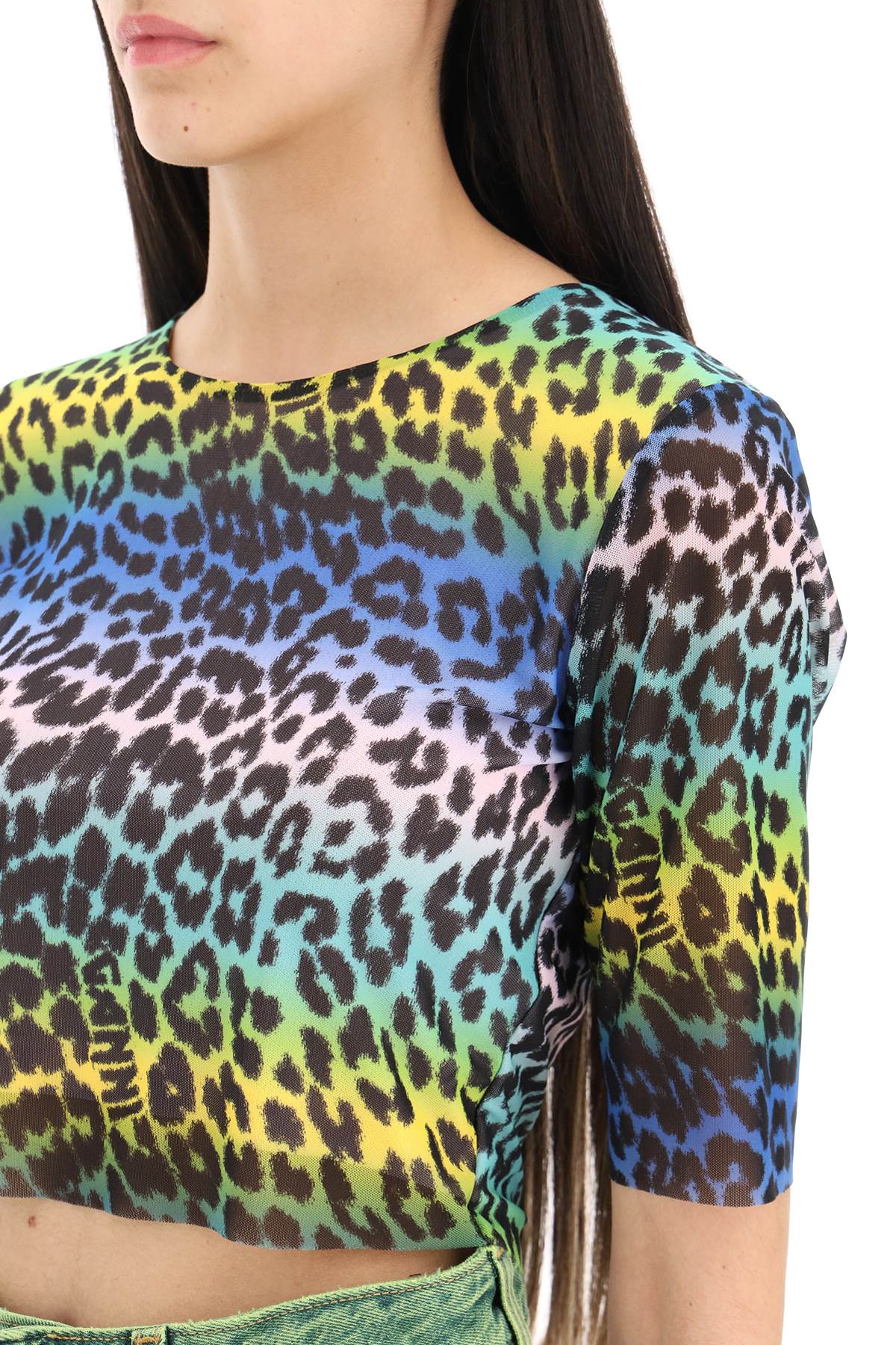 Ganni Multicolor Leopard Print Crop Top