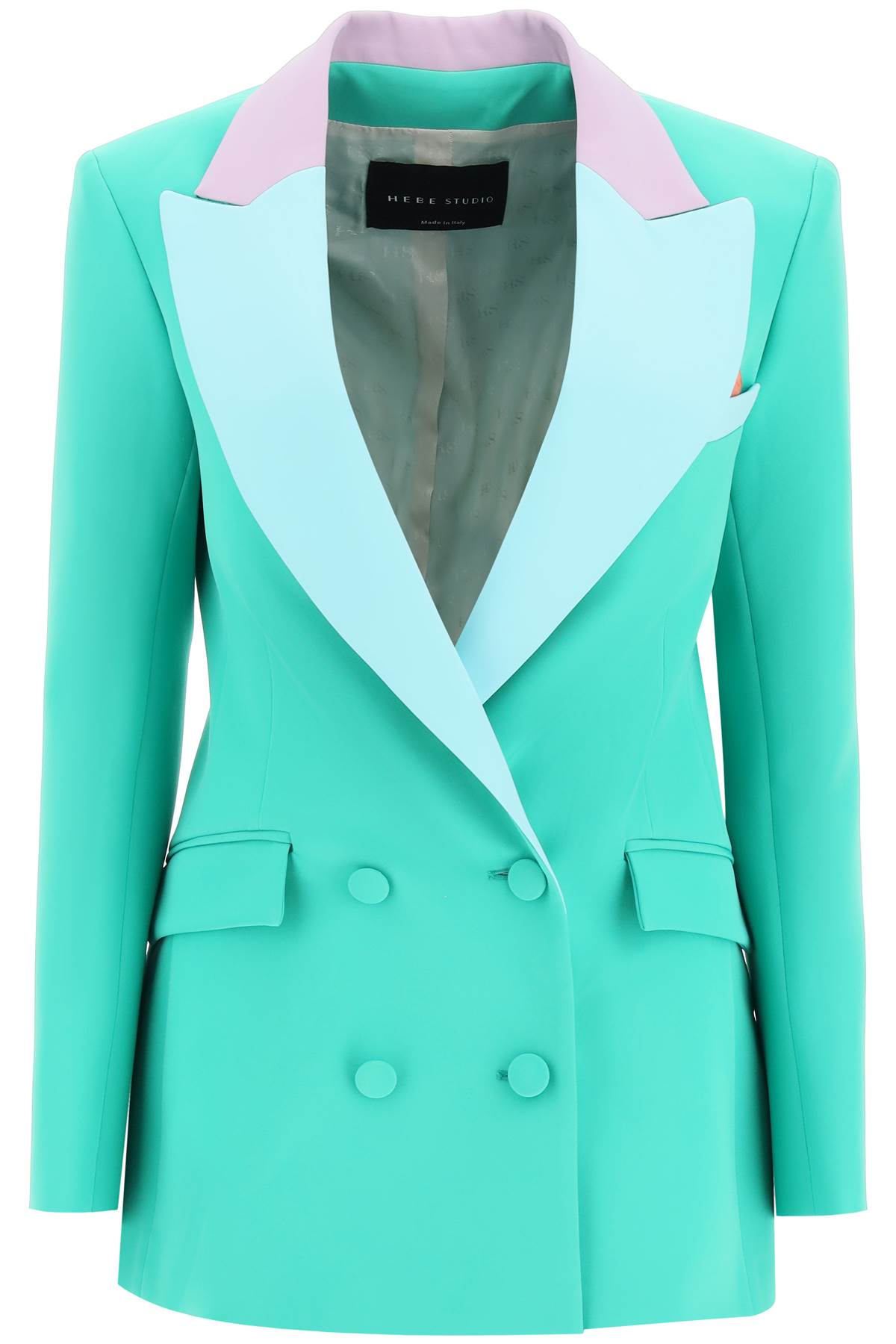 Hebe Studio 'Bianca' Double Breasted Blazer In Neo Crepe   Green