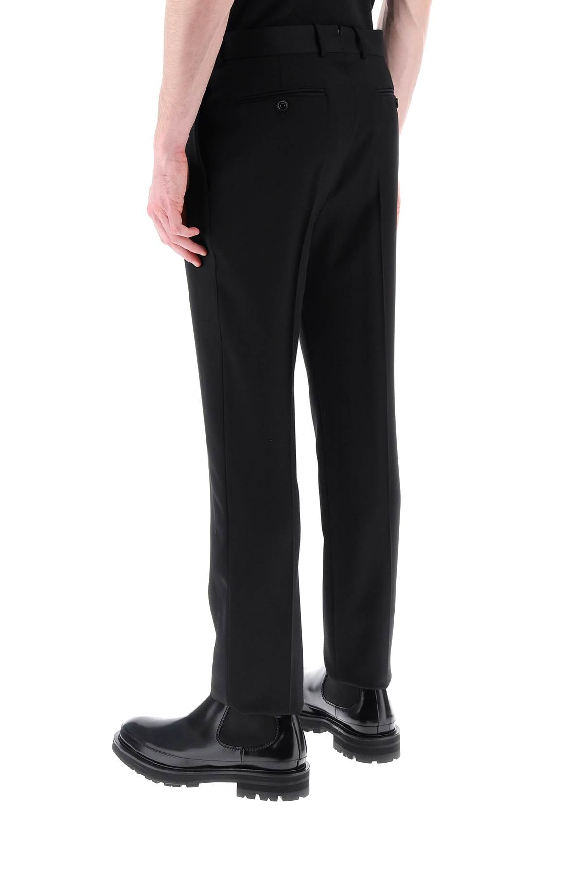 Alexander Mcqueen Smoking Pants In Grain De Poudre   Black