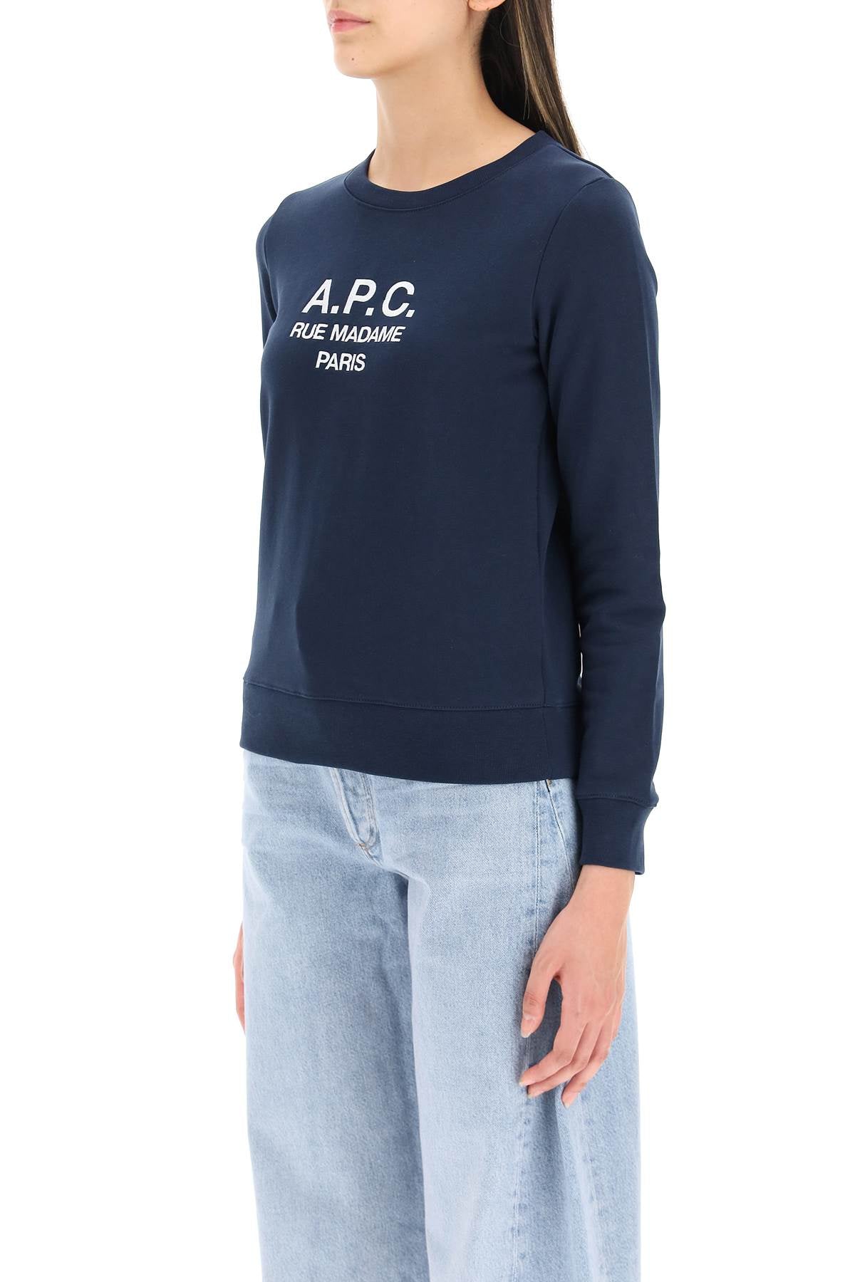 A.P.C. Tina Sweatshirt With Embroidered Logo   Blue