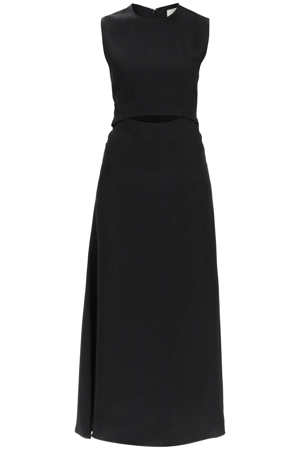 Loulou Studio 'Copan' Long Cut Out Dress In Satin   Black