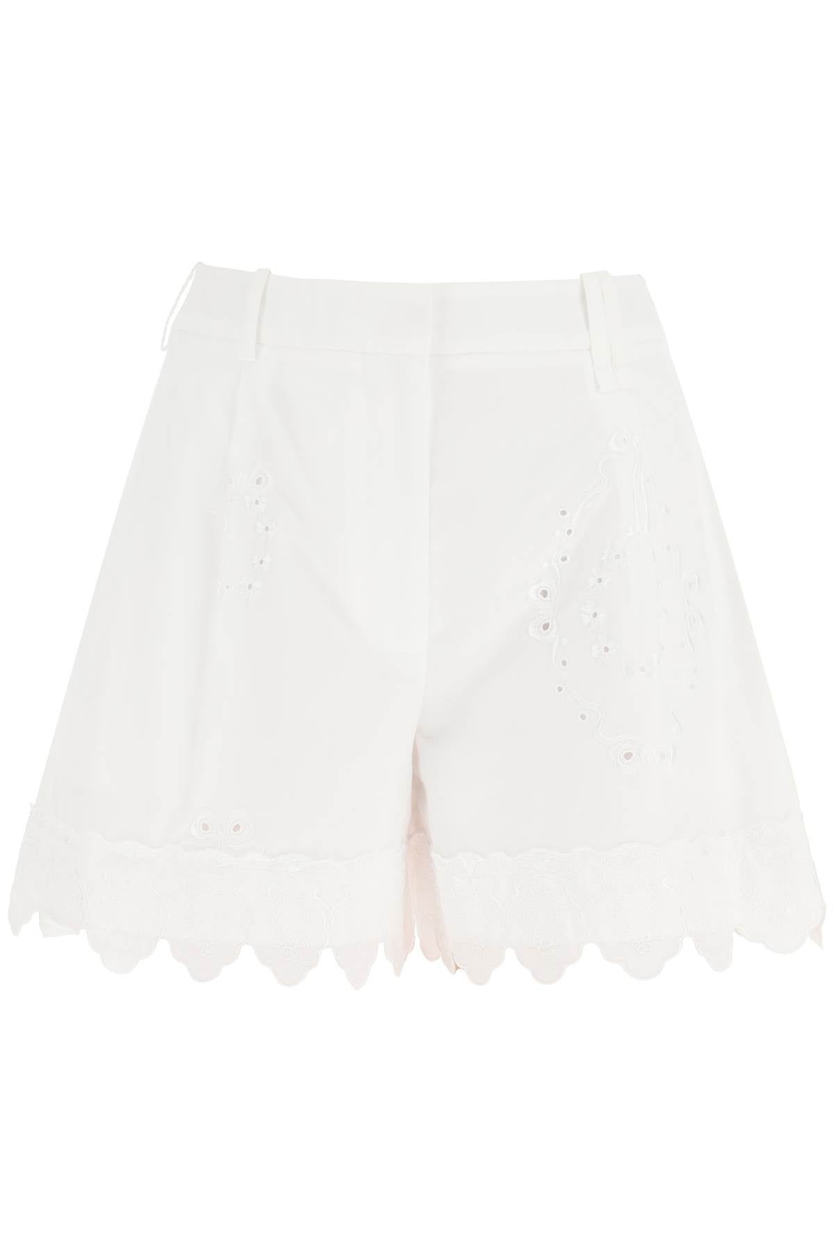 Simone Rocha Embroidered Cotton Shorts   White