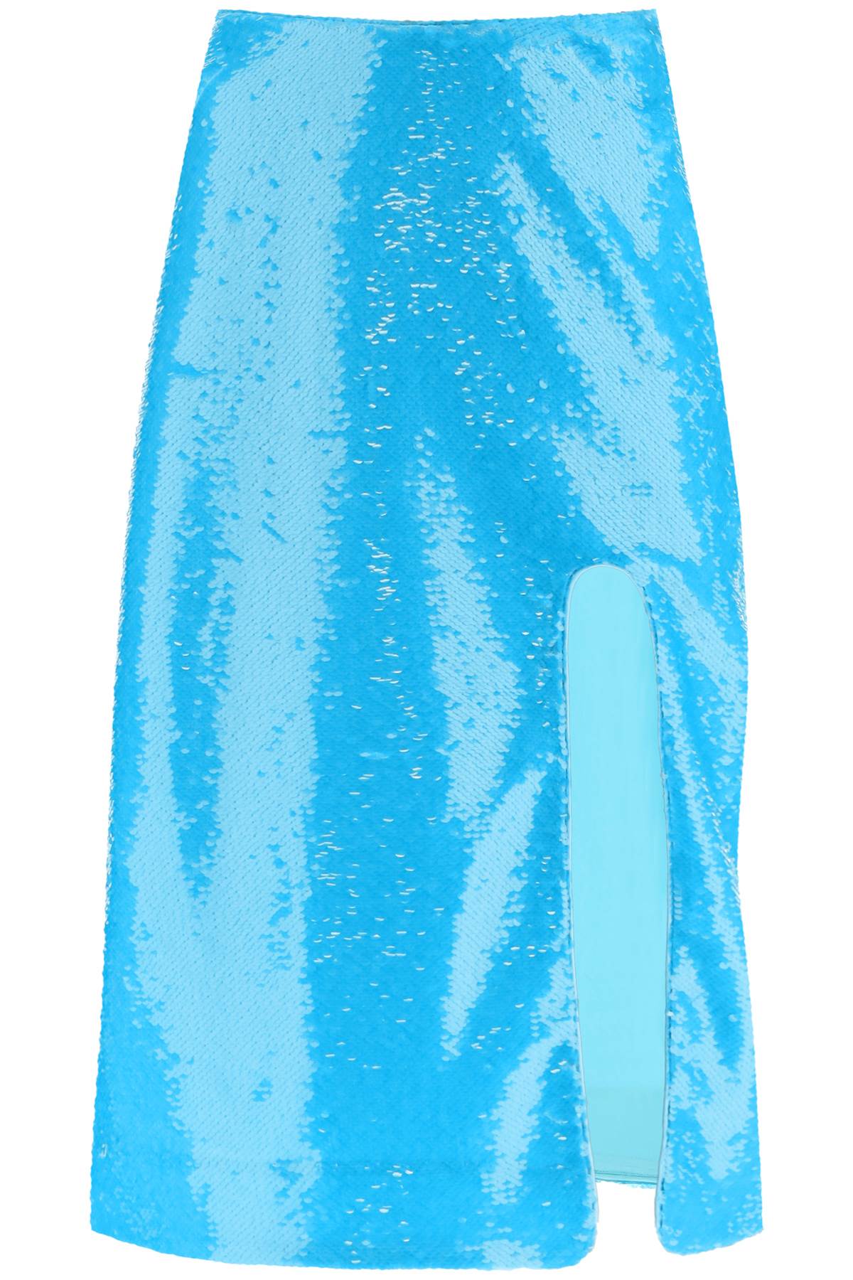 Ganni Sequined Midi Skirt   Light Blue