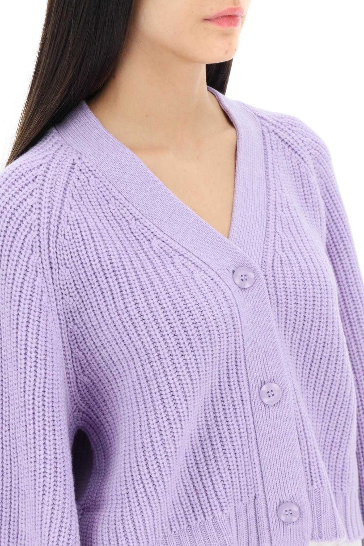 Staud V Neck Mirabel Cardigan   Purple