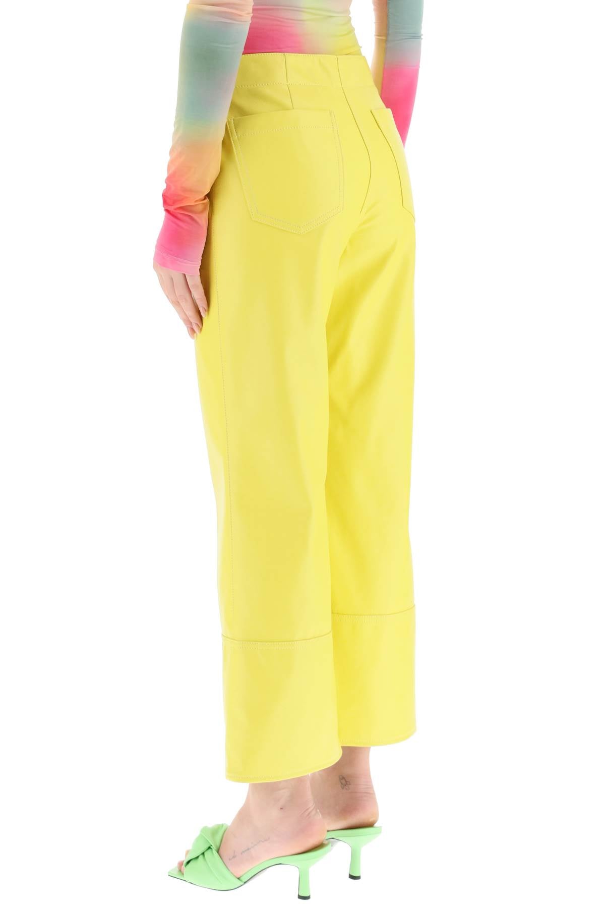 Msgm Faux Nappa Bootcut Pants   Yellow