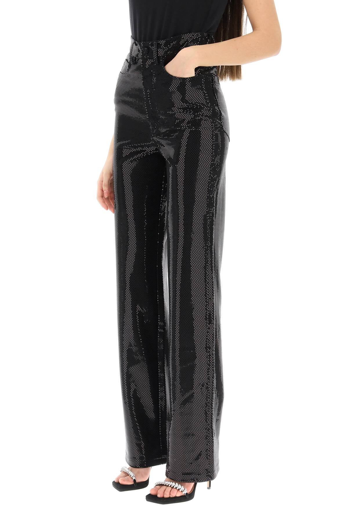 Rotate 'Rotana' Foil Jersey Pants   Black