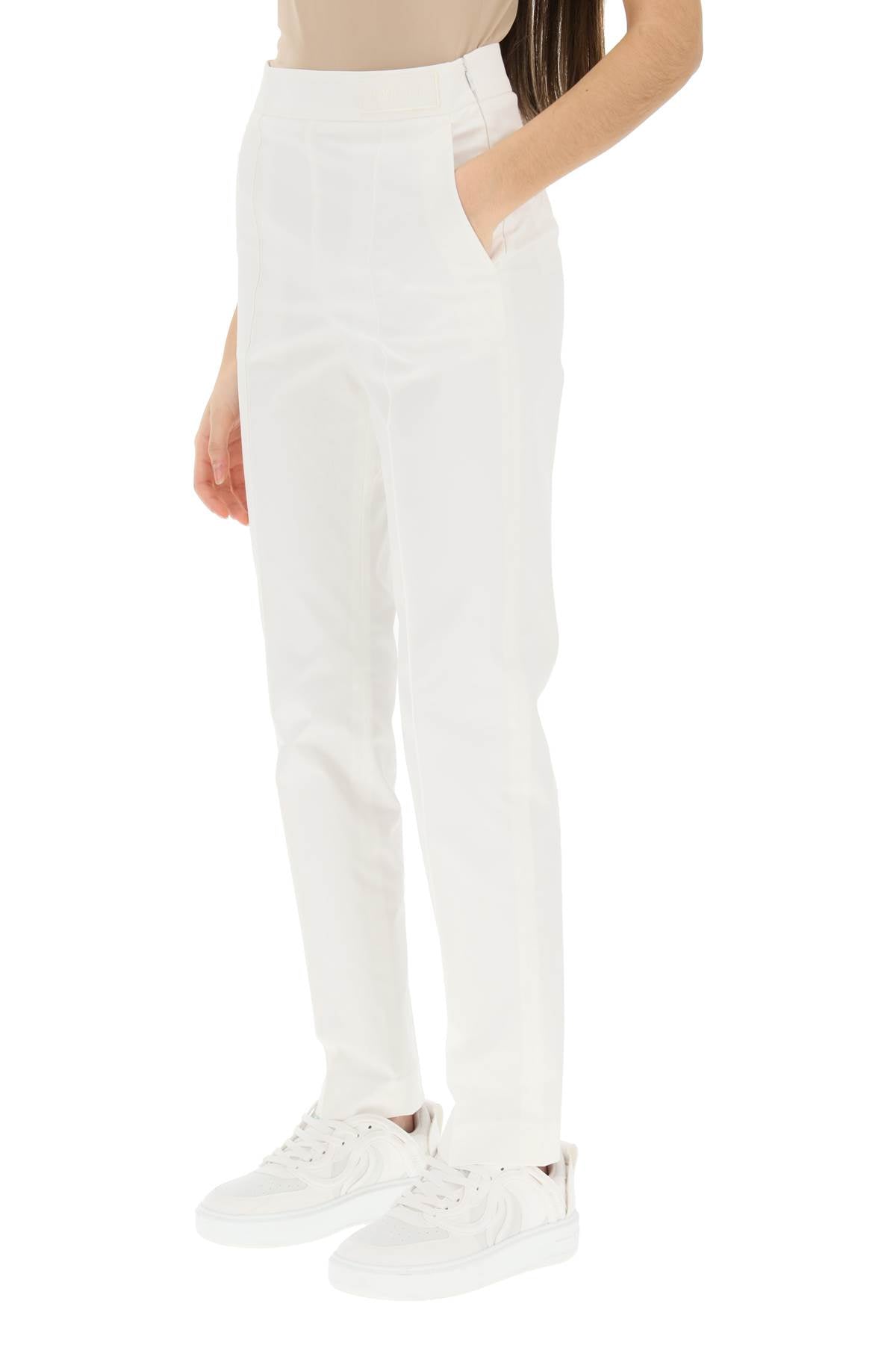 Moncler Cotton Cigarette Pants   White