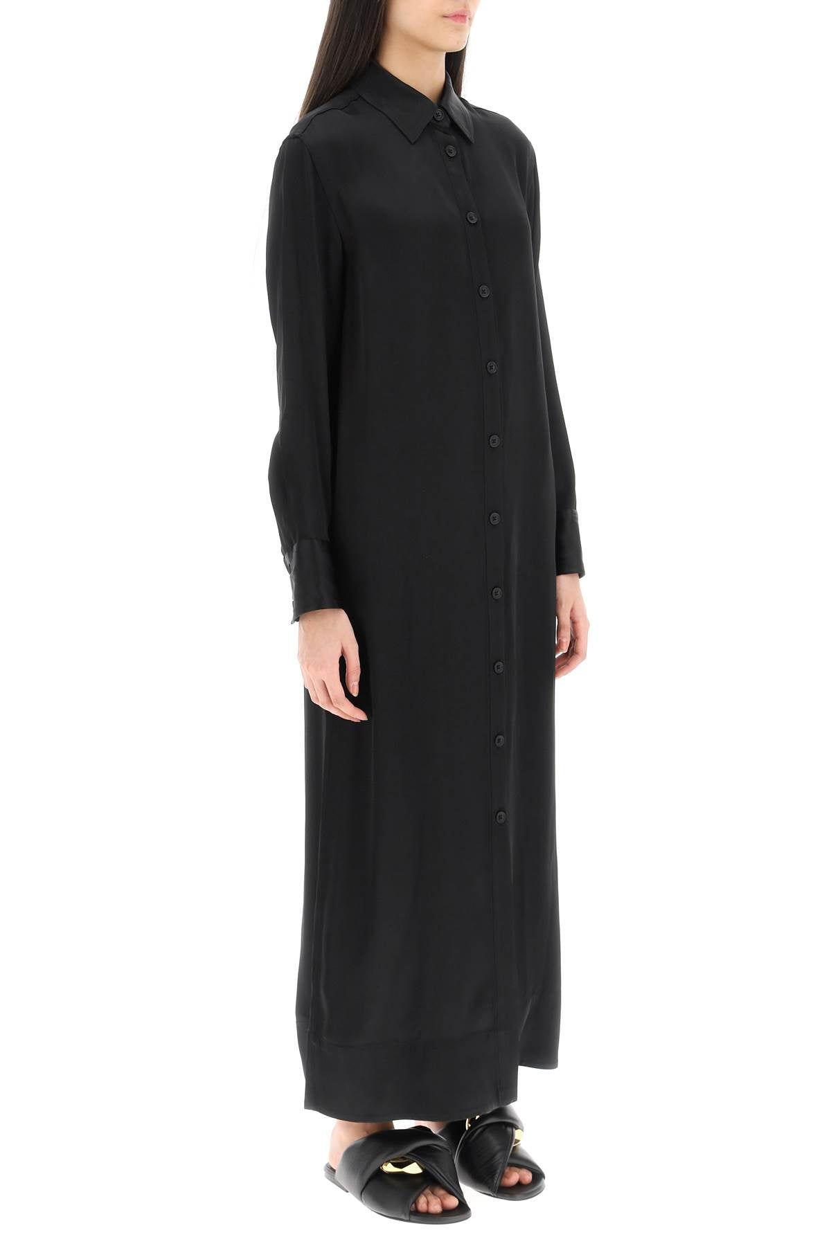 Loulou Studio 'Ara' Long Shirt Dress In Satin   Black