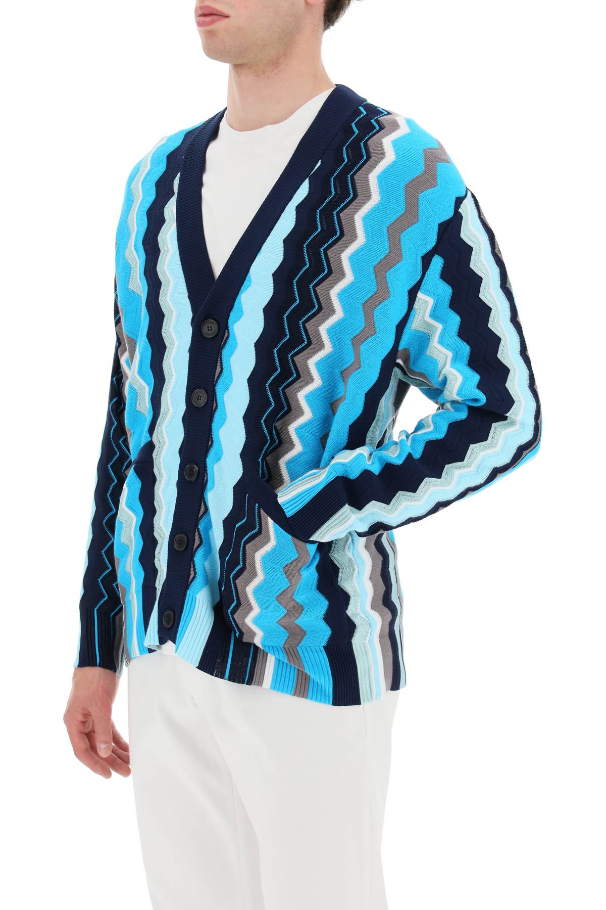 Missoni Patterned Cardigan   Blue