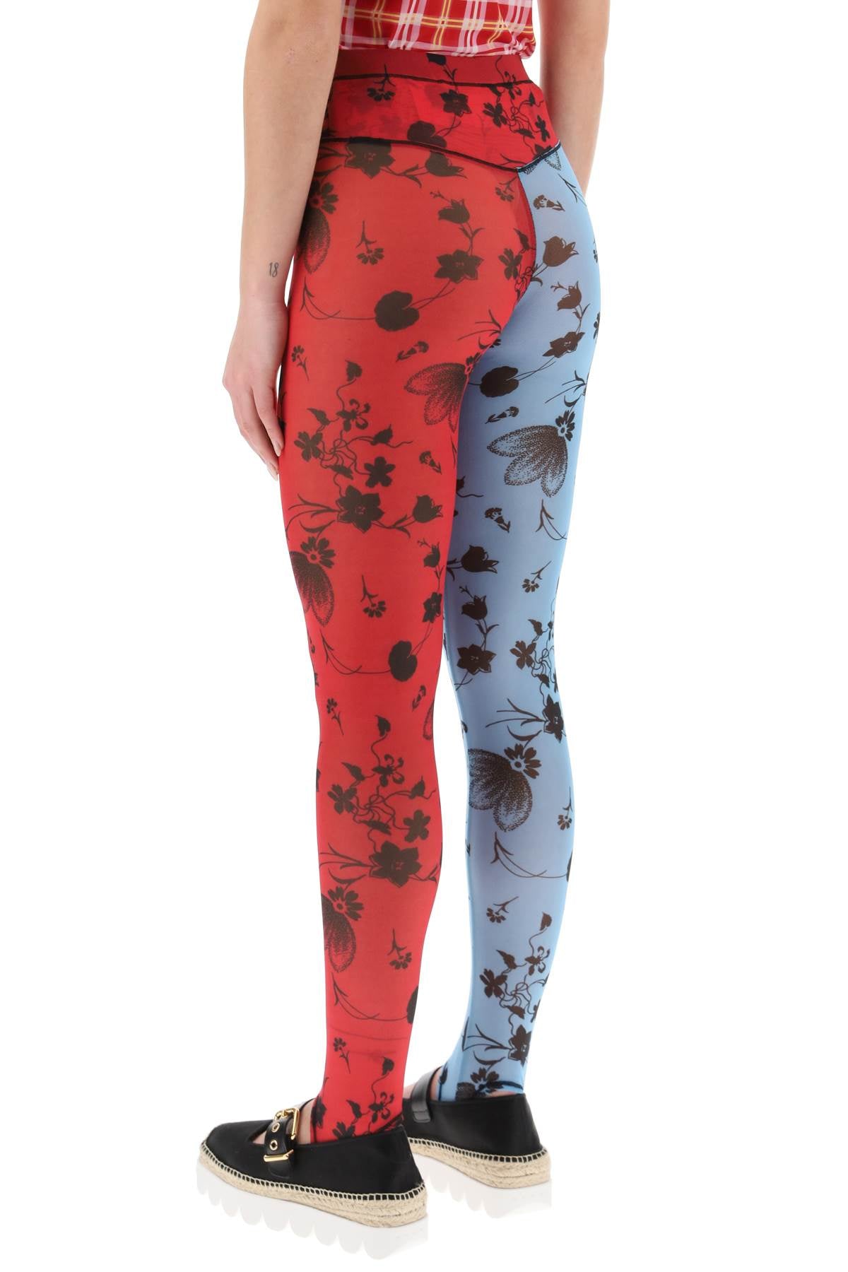 Chopova Lowena Color Block Floral Leggings   Light Blue