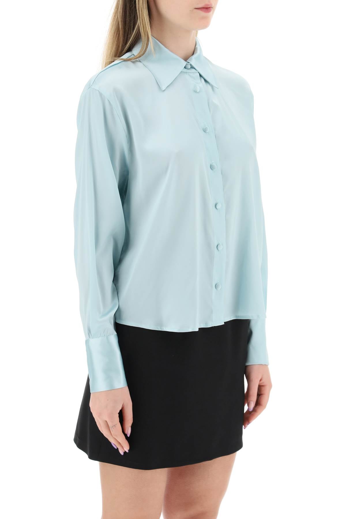 Mvp Wardrobe Sunset Boulevard Satin Shirt   Light Blue