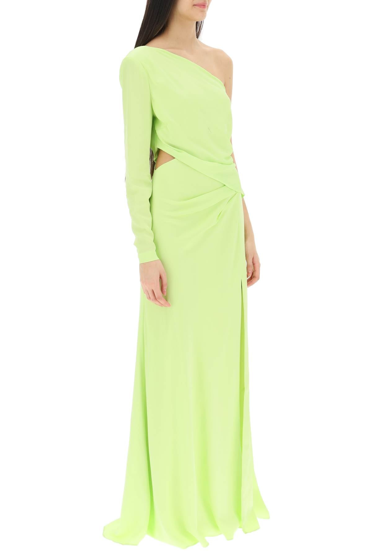 Roland mouret asymmetric stretch silk gown with cut-out detail