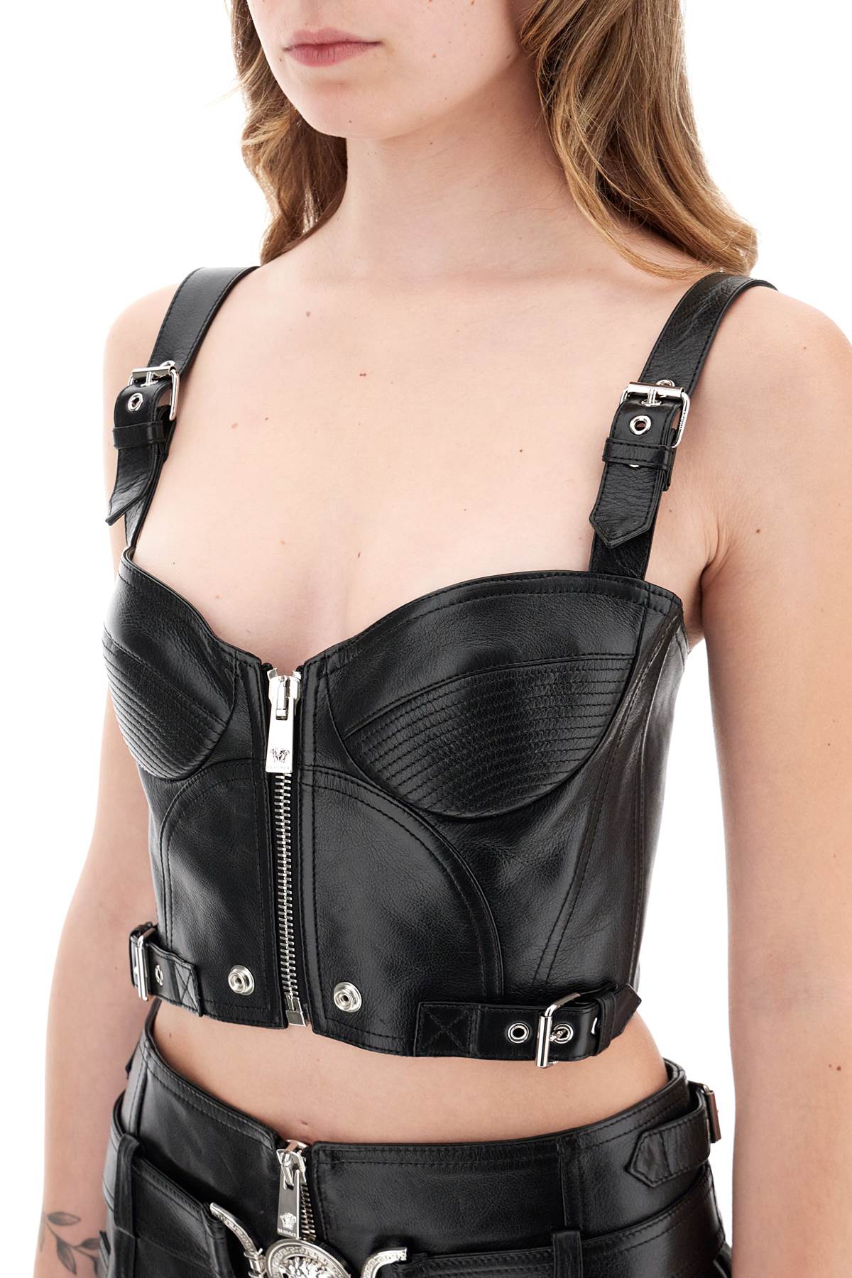 Versace leather bustier top