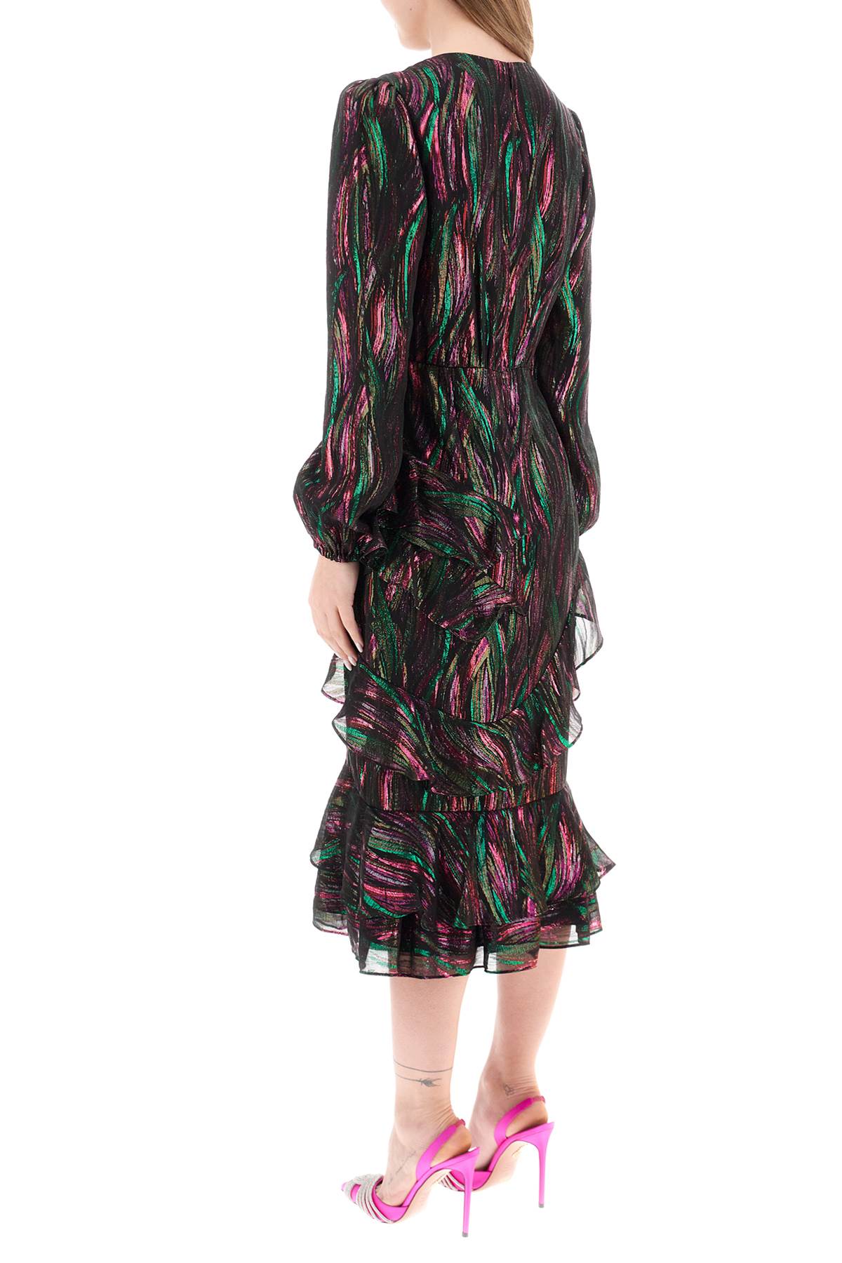 Saloni 'alya' ruffled midi dress