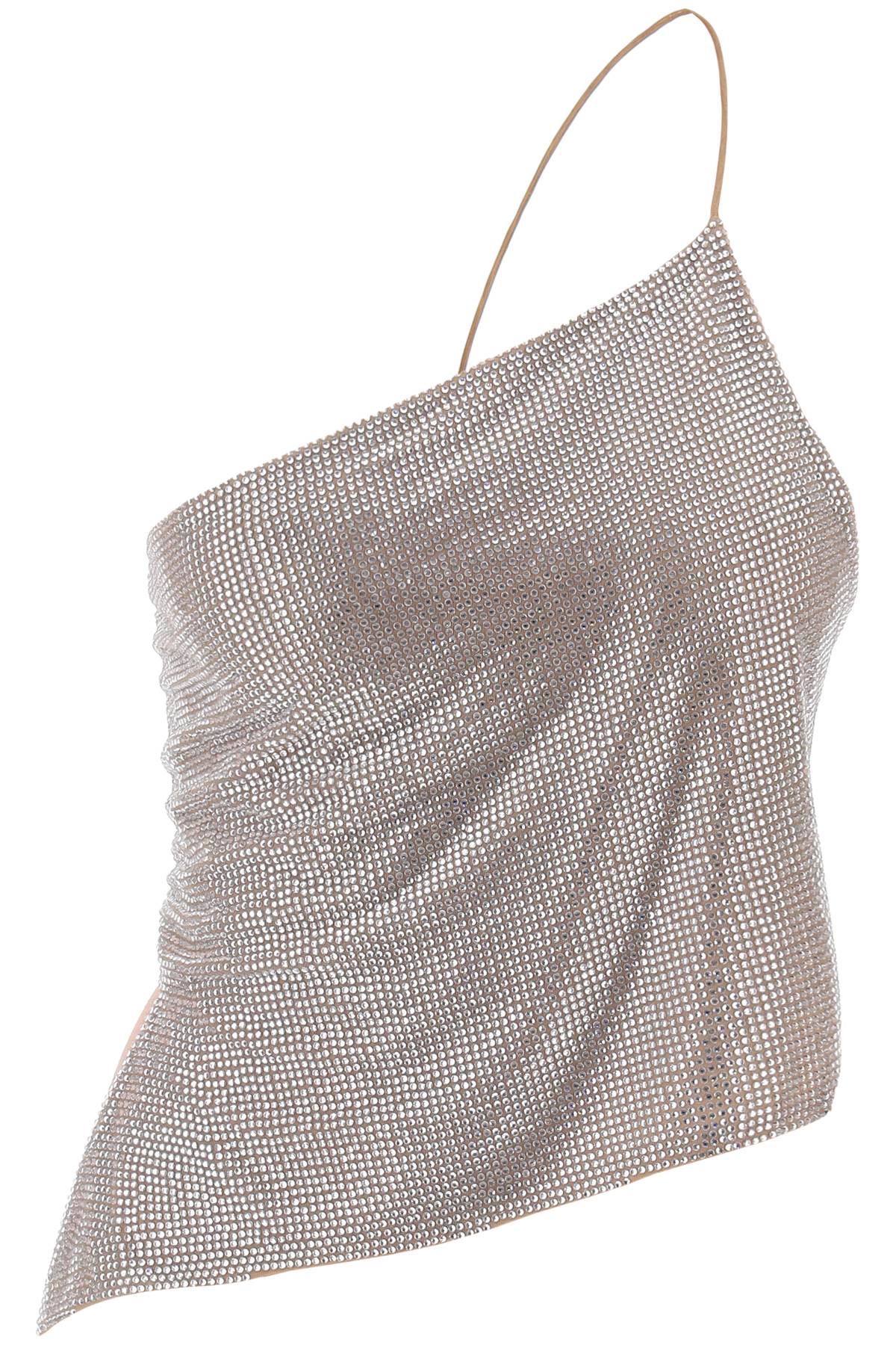 Giuseppe di morabito cropped top in mesh with crystals all-over