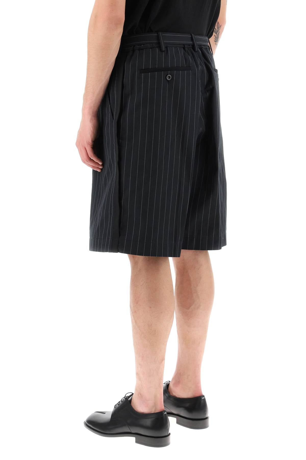 Sacai belted pinstripe shorts