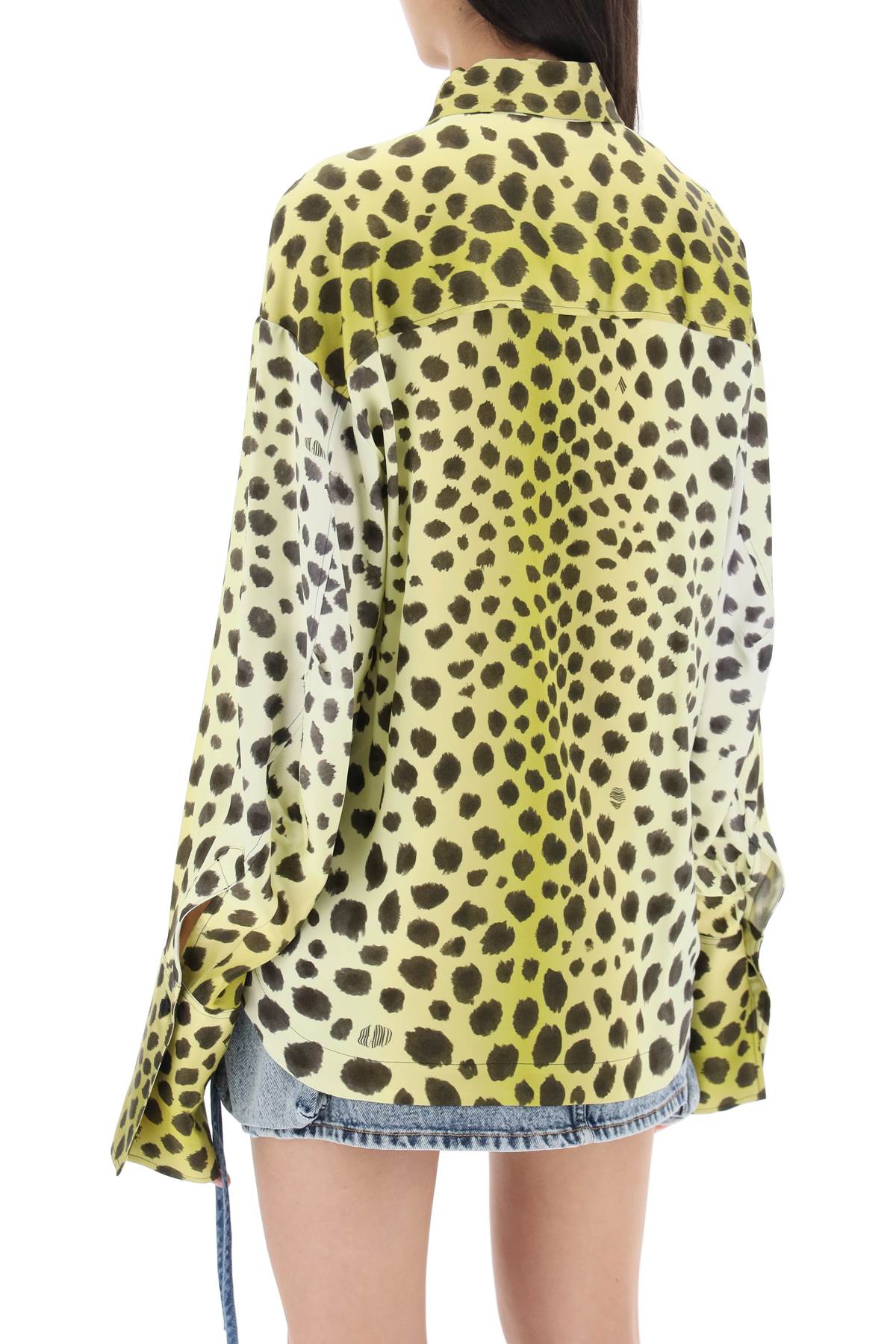 The attico eliza cheetah print satin shirt