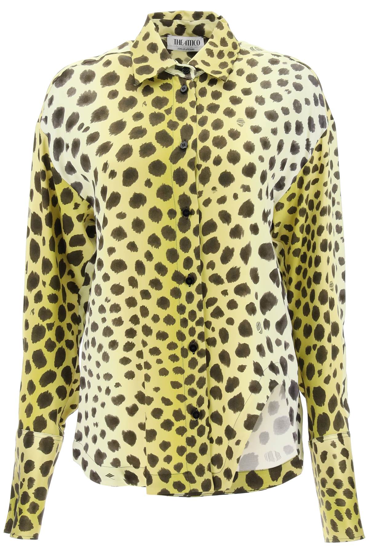 The attico eliza cheetah print satin shirt