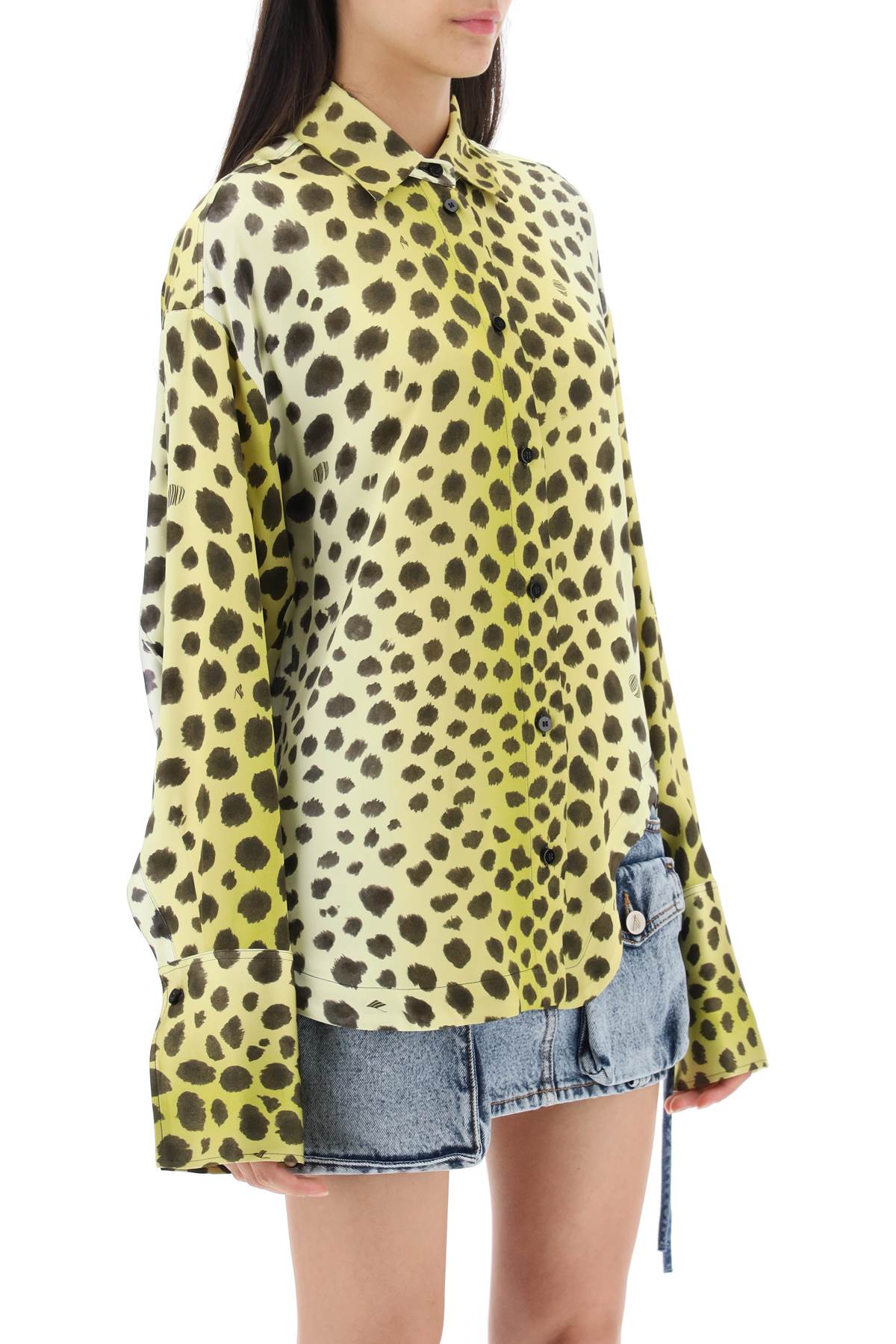 The attico eliza cheetah print satin shirt