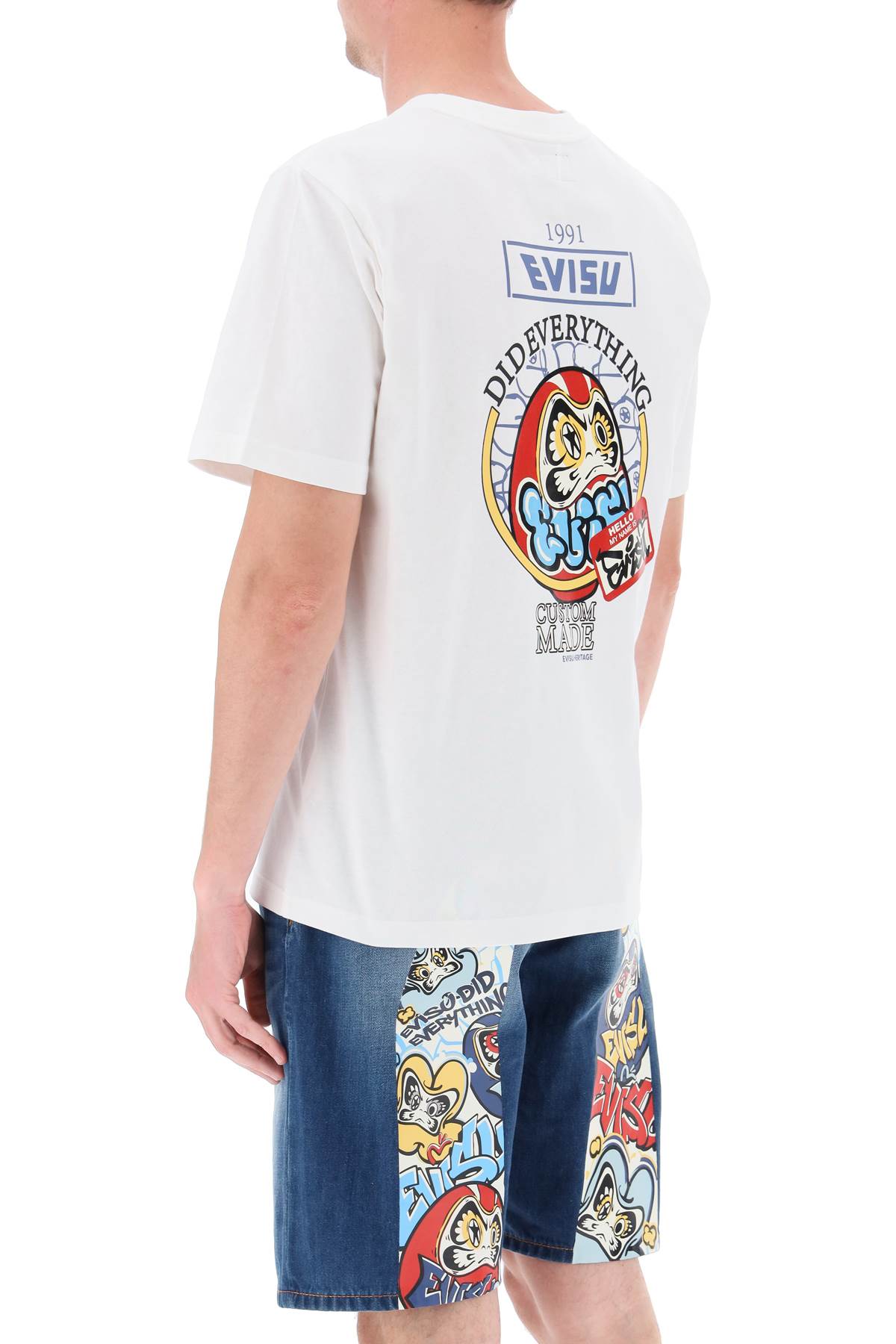 Evisu graffiti daruma print t-shirt