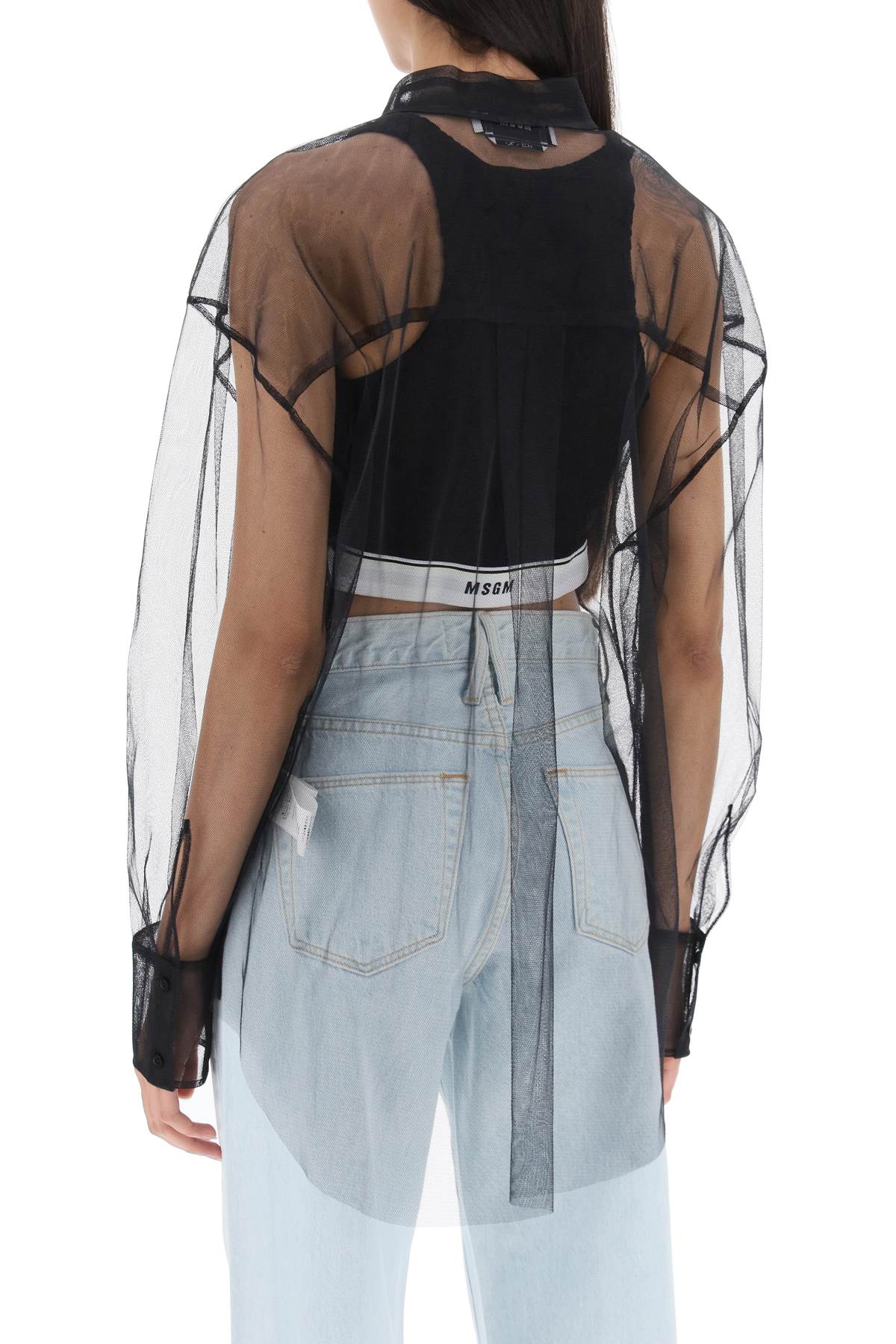 Msgm see-through shirt in tulle