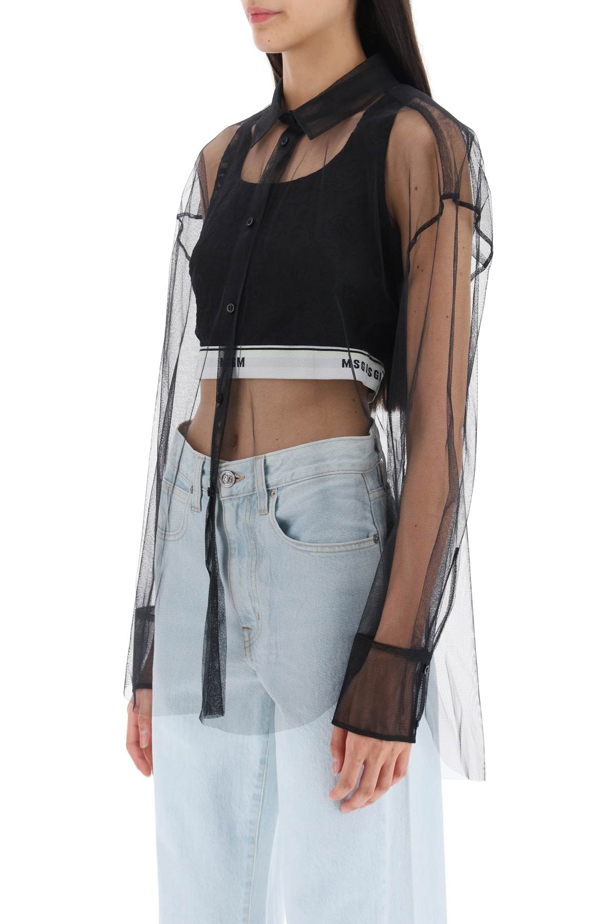 Msgm see-through shirt in tulle