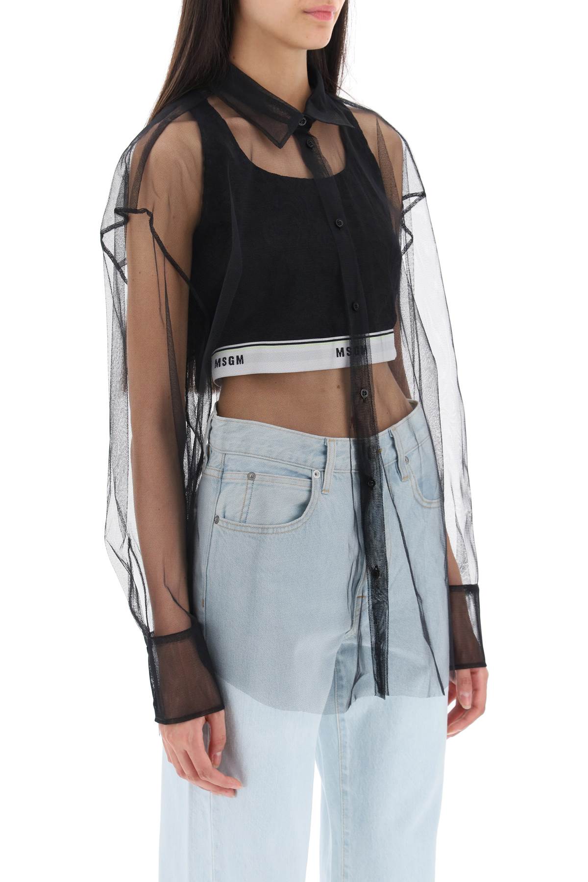 Msgm see-through shirt in tulle