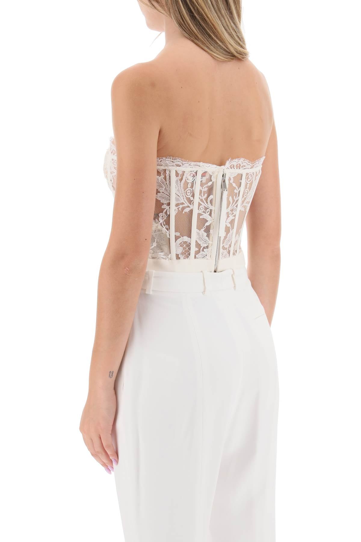 Alexander mcqueen cropped bustier top in lace