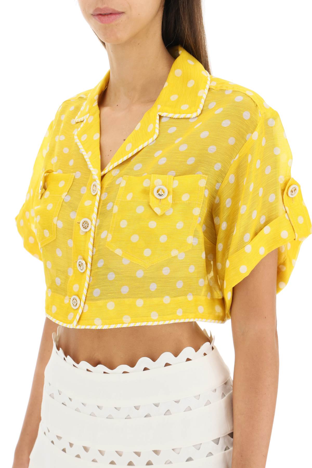 Zimmermann 'high tide' linen and silk cropped shirt