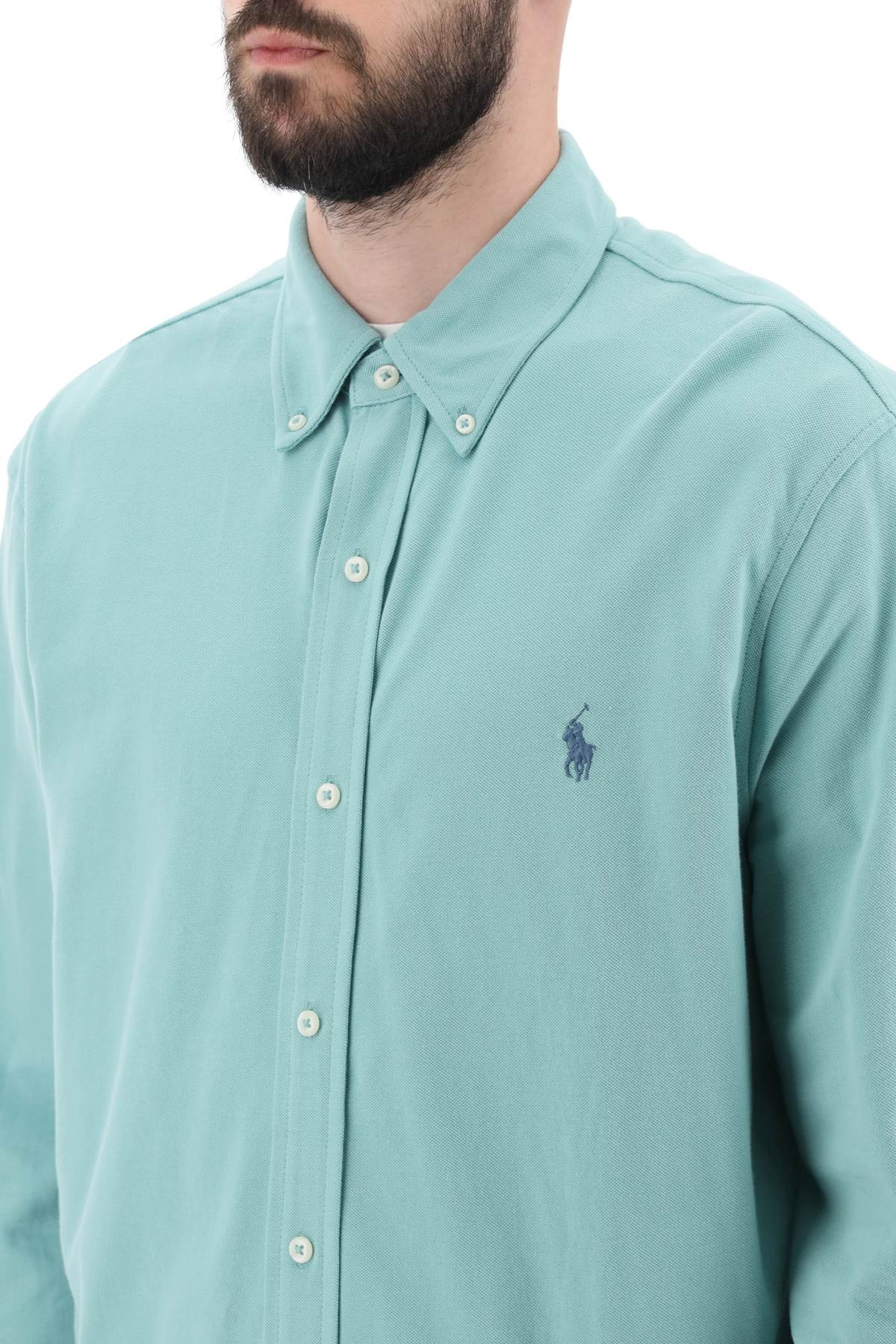 Polo ralph lauren long-sleeved polo shirt in lightweight cotton mesh