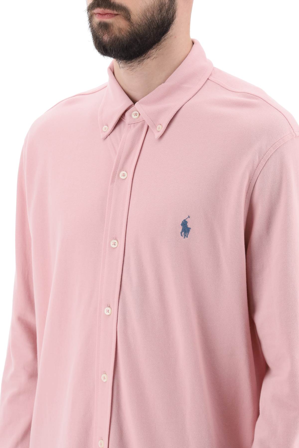 Polo ralph lauren long-sleeved polo shirt in lightweight cotton mesh - ALPHA PANTHEON Opulencia Elegante | Unveiling the Premier Destination for Designer Fashion & Luxury Apparel