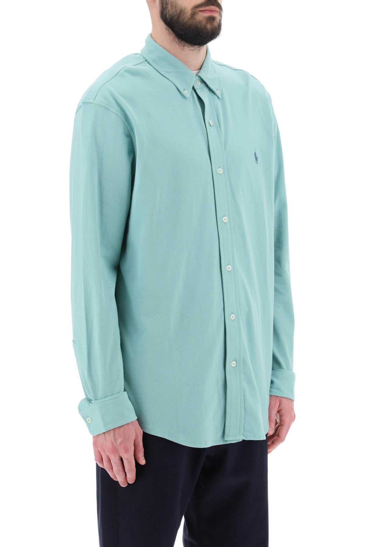 Polo ralph lauren long-sleeved polo shirt in lightweight cotton mesh