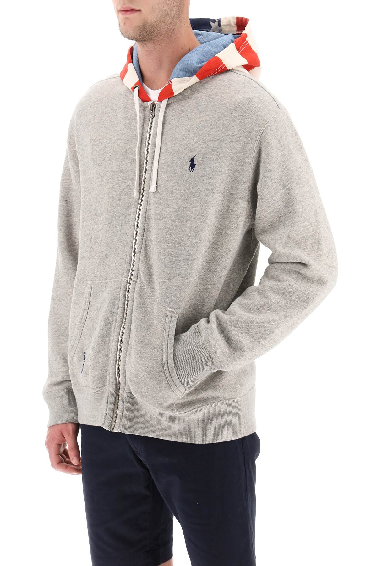 Polo ralph lauren sweatshirt with zipper and hood with flag