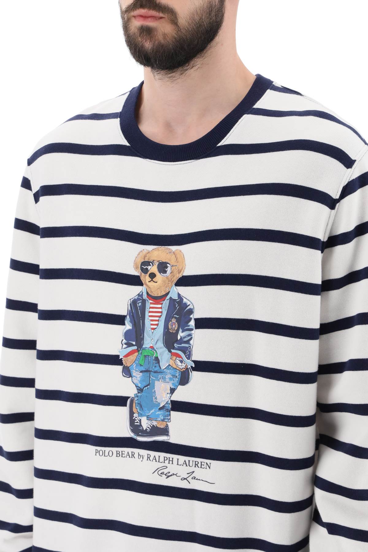 Polo ralph lauren striped crew-neck sweatshirt with polo bear print