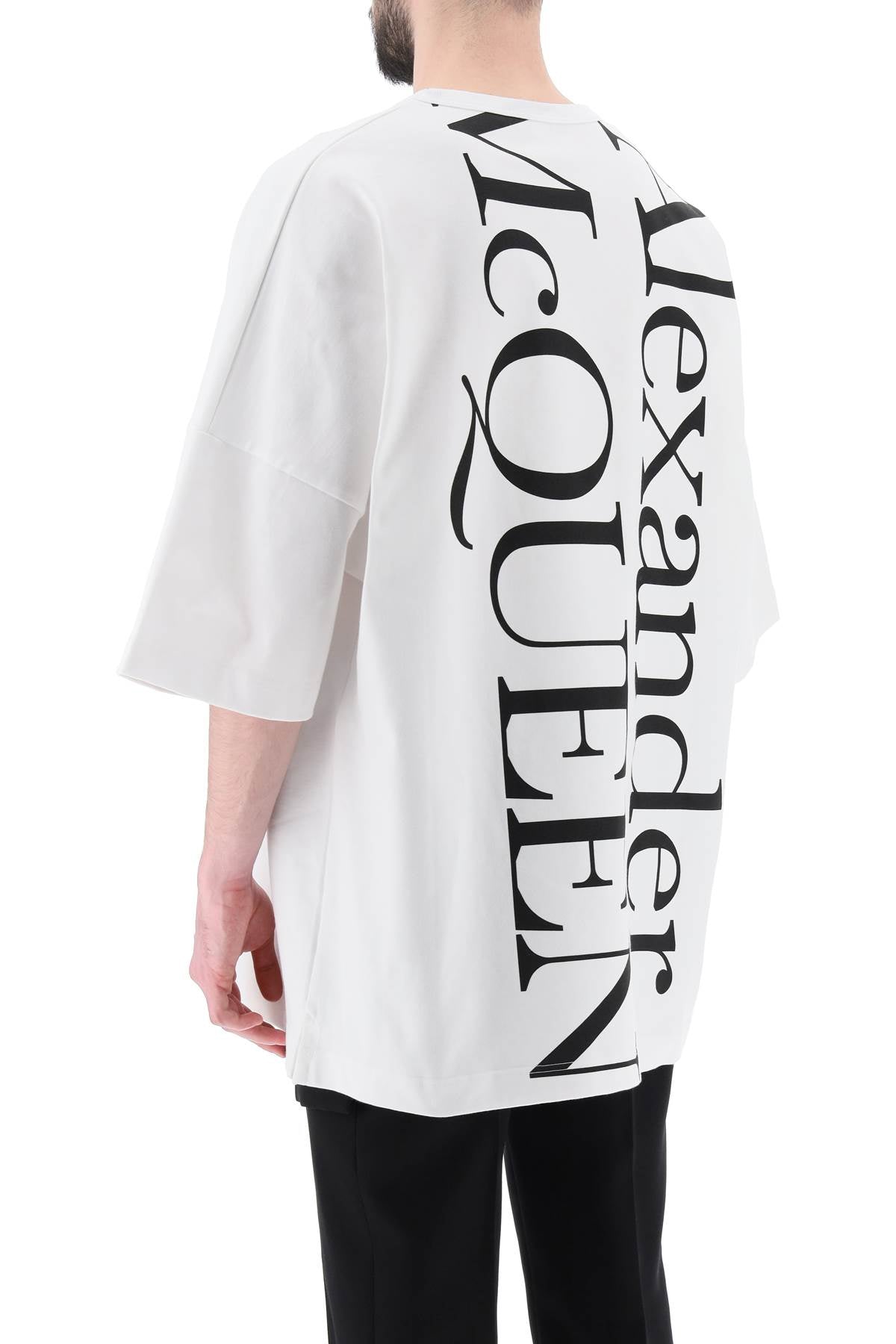 Alexander mcqueen maxi logo print oversized t-shirt