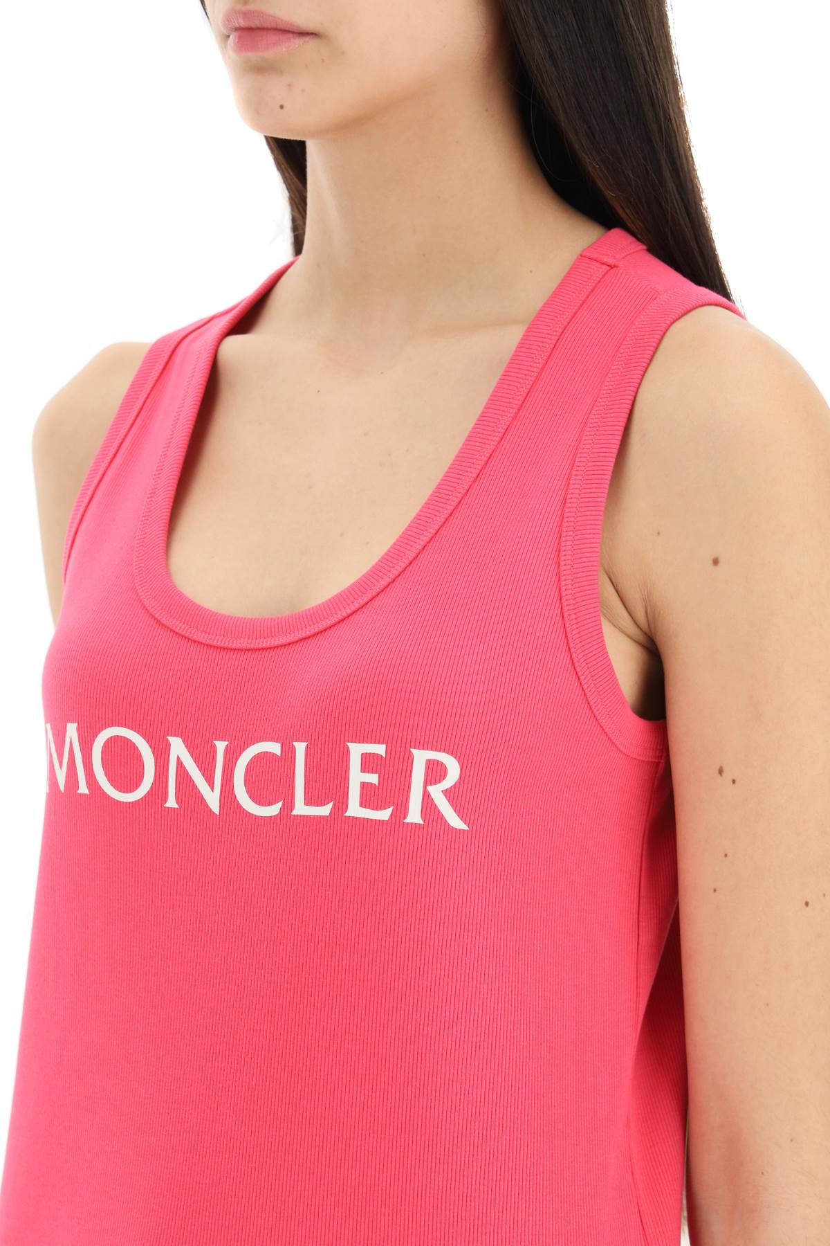 Moncler basic logo print ribbed tank top - ALPHA PANTHEON Opulencia Elegante | Unveiling the Premier Destination for Designer Fashion & Luxury Apparel