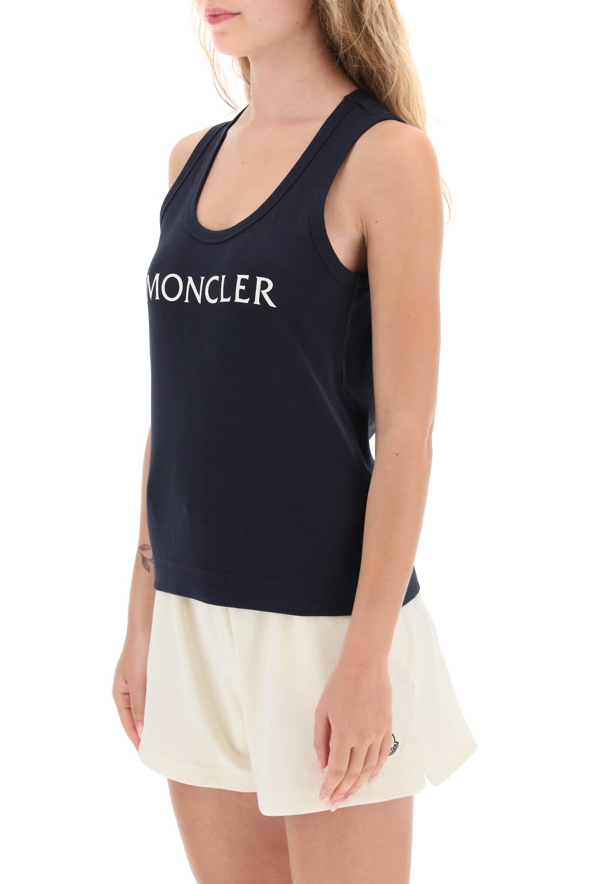 Moncler basic logo print ribbed tank top