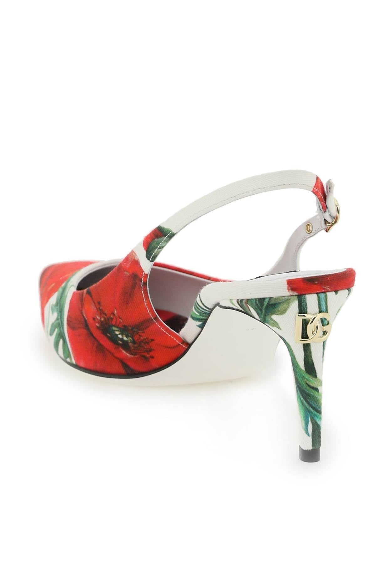 Dolce & gabbana slingback pumps with poppy print