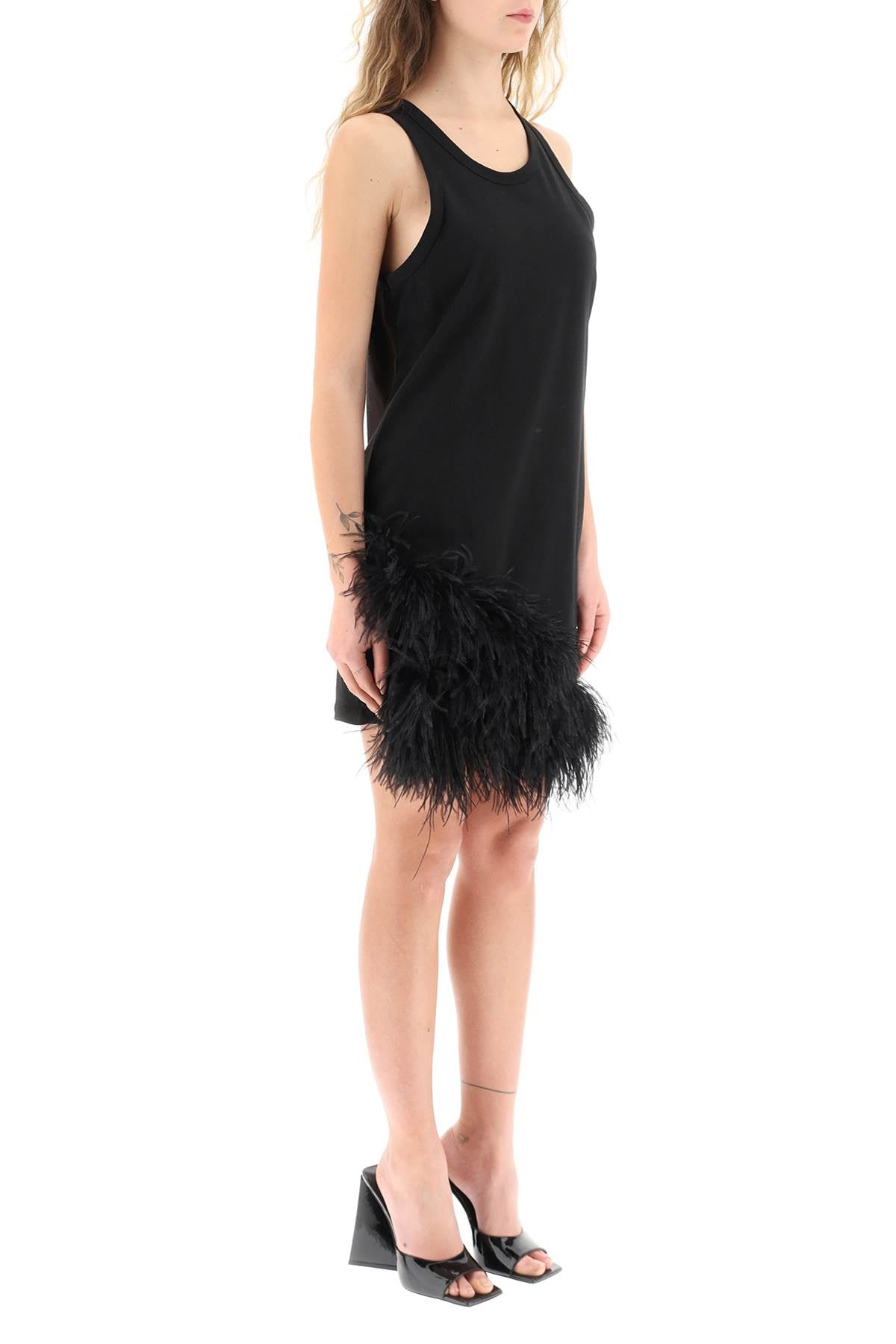 N.21 jersey mini dress with feathers