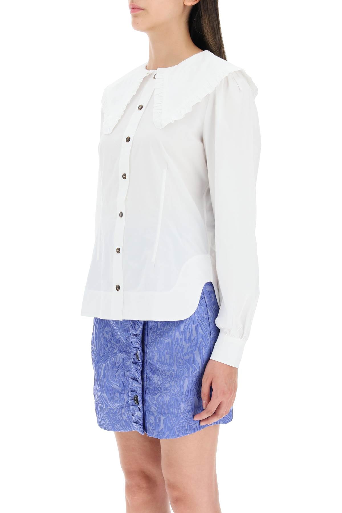 Ganni cotton shirt with oversized collar